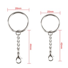 TUPARKA 55 PCS Keychain Ring Metal Key Ring with Lobster Clasp for Crafts DIY（2 Differen Size）