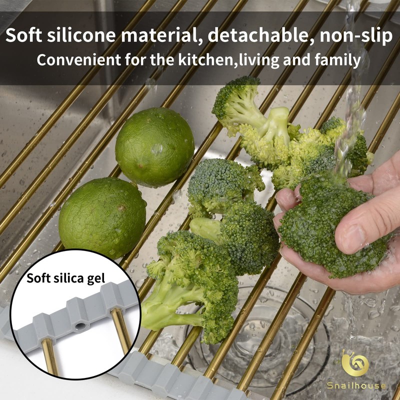 Snailhouse Roll Up Dish Drying Rack, Stainless Steel Dish Drainer