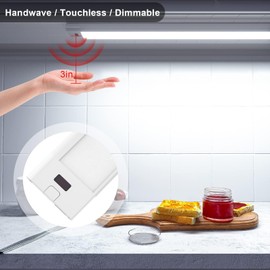 WOBANE Under Cabinet Lighting, 24 inch Plug in LED Counter Light Bar, Hand Wave Activated, Touchless Dimmable for Kitchen Cabinet, Shelf, Under Desk, Color Tunable 2700K to 6500K,White Panel,1400LM