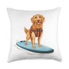 Cute Golden Retriever Dog Paddle Boarding Orange Life Jacket Throw