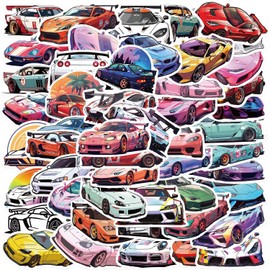 JDM Vehicle Sticker Race Sticker Set 50 Pieces Cute Decoration for Car Laptop Skateboard Bicycle Moped Motorcycle Bicycle Computer Suitable for Adults Children