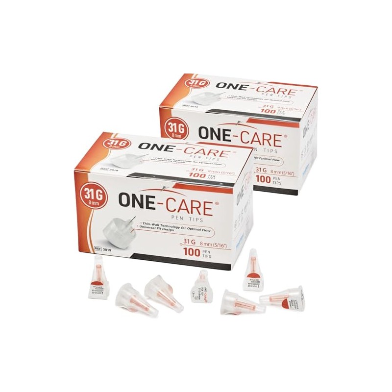 ONE-CARE Agujas Para Bolígrafos, 31 G X 8 Mm, Caja