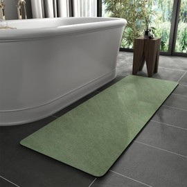 MontVoo -Bath Mat Rug-Rubber Backing Non Slip Quick Dry Absorbent Thin Bathroom Rugs Fit Under Door-Faux Suede Surface Bathroom Floor Mats-Shower Rug for in Front of Bathtub Shower Sage Green 24"X70"