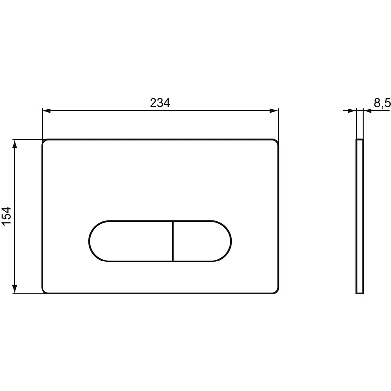 Ideal Standard Oleas P1 Pneumatic Toilet Flush Plate, R0116JG, Matt