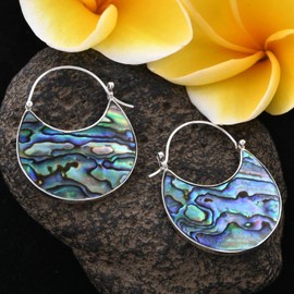 Shop LC Abalone Shell 925 Sterling Silver Hoop Earrings Jewelry Gifts for Women Christmas Gifts