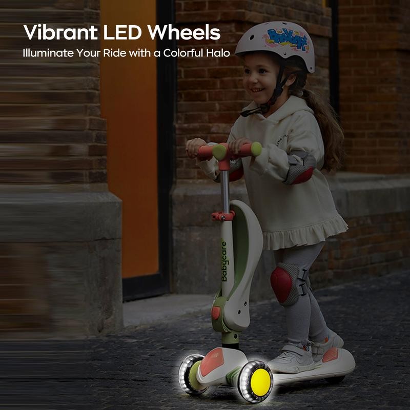 Bc Babycare Kids Scooter, 3 Adjustable Heights (Ages 3-15), Lean-to-Steer,