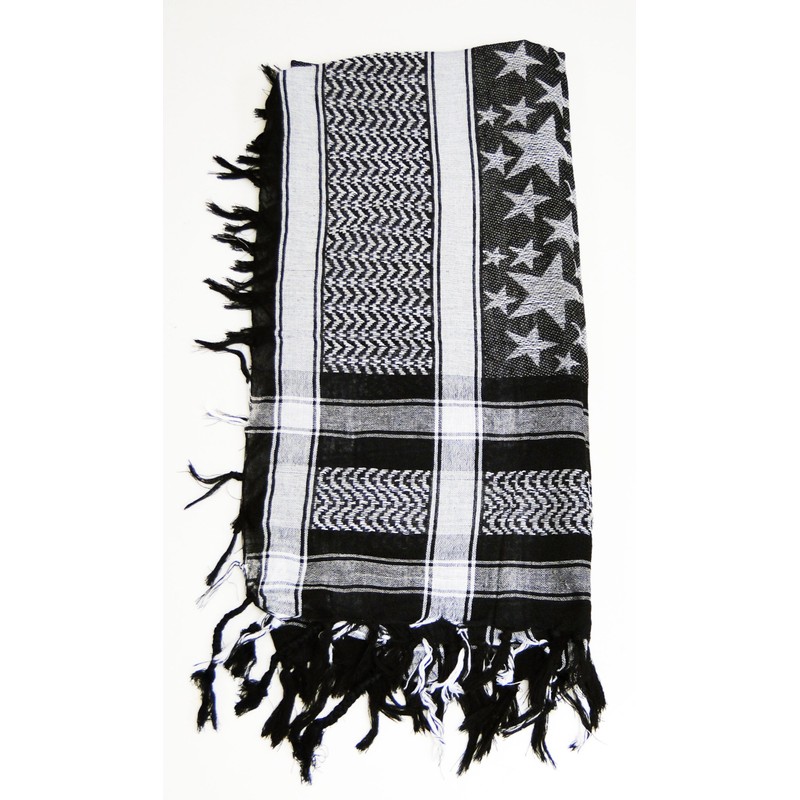 Premium Star Pattern Shemagh Head Neck Scarf - Black/Grey