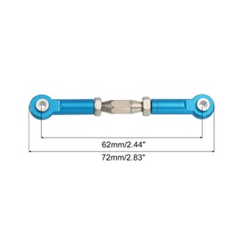 sourcing map 2 Pcs Steering Servo Turnbuckle Rod RC Aluminum Alloy Linkages for HSP 1/10 94123 On-Road RC Car (Blue, 62mm)