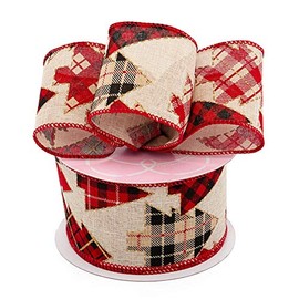 Plaid Christmas Tree Wired Ribbon - 2 1/2" x 10 Yards, Garland, Gifts, Wrapping, Wreath, Bows, Presents, Fundraiser, Boxing Day, Classroom, Office, Arts and Crafts