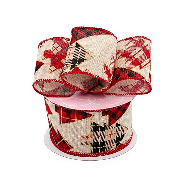 Plaid Christmas Tree Wired Ribbon - 2 1/2" x 10