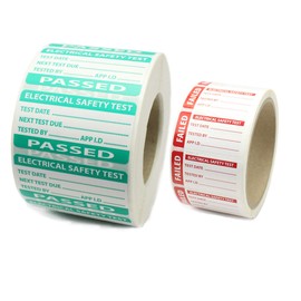 1,000 - PAT Testing - Passed Labels/Stickers - PP Durable Tear Proof Labels. 50mm x 25mm with 20 **Free** Failed Labels.