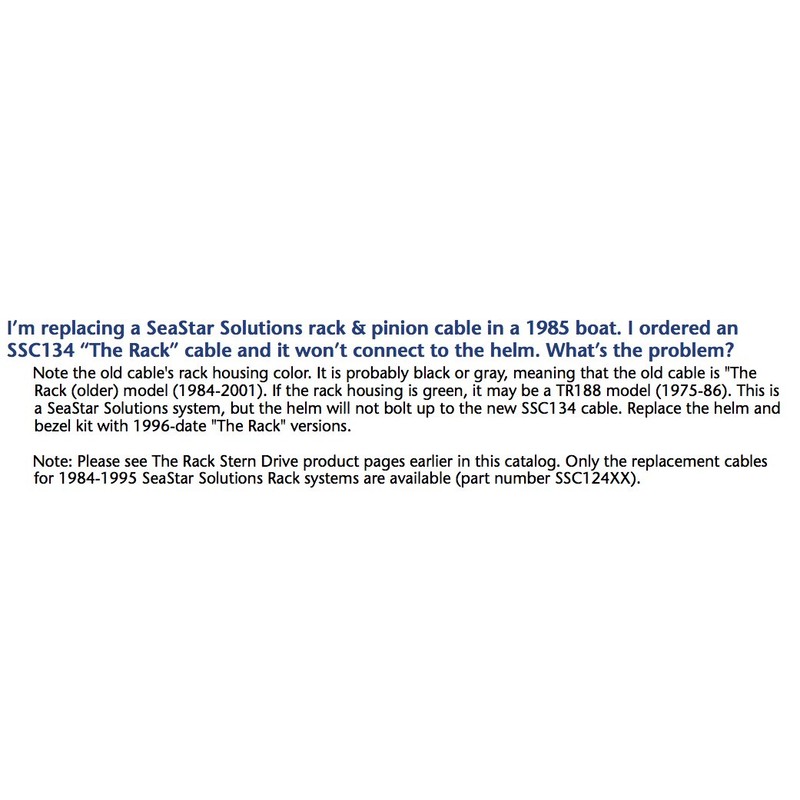 Dometic SeaStar Rack Steering Cable for Back Mount Rack Steering