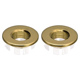 uxcell Sink Trim Overflow Cover, 2Pcs Sink Overflow Rings Bathroom Kitchen Basin Drain Cover Hole Insert in Round Caps, Gold
