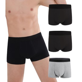 IRISMORII Incontinence Protective Underwear for Men Washable Bladder Leak Proof Boxer Brief 60 ml Absorbency Trunk 3 Pack (Black-Black-Gray, 4XL)