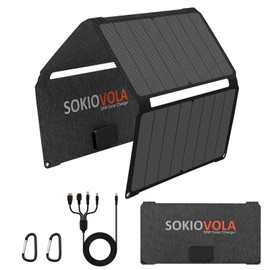 SOKIOVOLA [Upgraded] Foldable Solar Panels 50W Portable Solar Panel Charger 3 Output Ports (USB-A USB-C DC) Folding Solar Panel for Camping Hiking RV Outdoor Activities