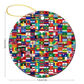 The World Flag Christmas Ceramic Ornaments for Home Decor Holiday Xmas Tree Hanging Ornament Christmas Tree Decoration Gifts for Family Friends