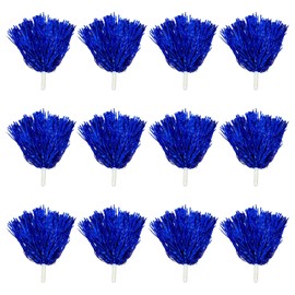 12pcs Cheerleading Pom Poms with Handle Cheerleader Pompoms Metallic Foil Pom Poms Cheerleader Outfit Accessories for Sports Team Spirit Cheering Party Dance Night Party (Red)