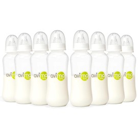 Avima - Juego de biberones anticólicos de 10 onzas, incluye pezones de flujo medio, cuello estándar, sin BPA, 3-6 meses, alimentación de la etapa 2 para gas, escupir y cólicos (juego de 8)