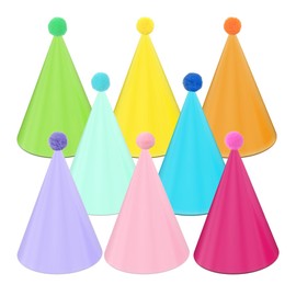 QZV 24 Pack Birthday Party Hats,8 Colors Cone Party Hat for Kids Adults Pets, Pastel Paper Hats for Birthday, Baby Shower, Anniversary, Housewarming Party