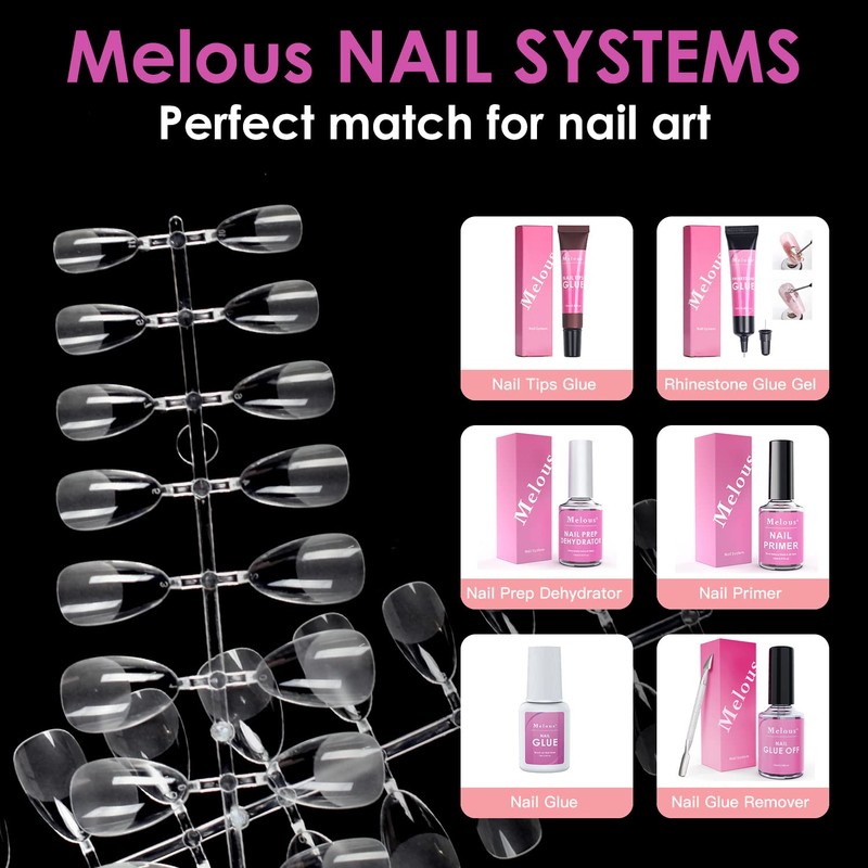 Short Almond Soft Gel Nail Tips, Melous 240PCS Pre Buff
