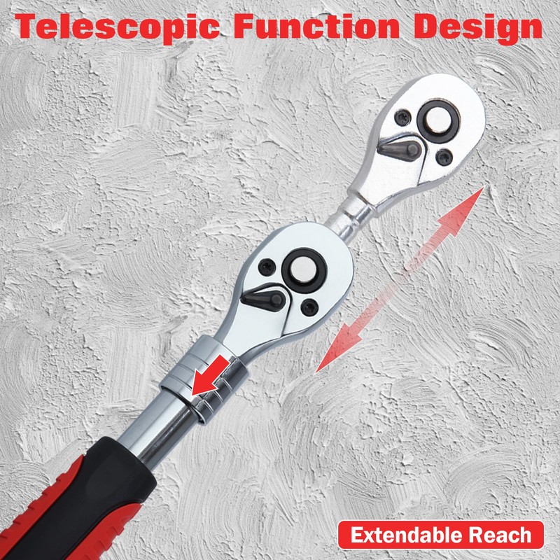 LEONTOOL 3 Piece Extendable Ratchet Set 1/4 3/8 1/2 Inch