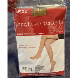Juncture Day Sheer Beige Reinforced Toe Pantyhose/Tigh
