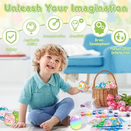 Pack of 51 Easter Eggs Easter Decoration, Easter Eggs for Hanging, Easter Eggs for Painting, Easter Decoration, Easter Egg Ornament with String, Easter Egg Colour, Easter Gifts Children, School Party