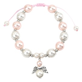 LunarCharm Pink and White Pearl Bracelet, Christening Gifts for Girls, Wrap Bracelets, Gifts for Teenager Girls, Gifts for Daughter, Granddaughter, Bracelet Girls, Shell