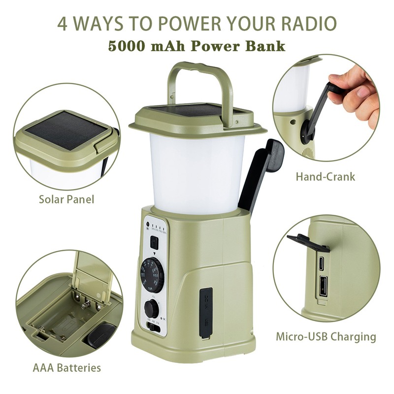 Multifunctional Camping Light LED Campsite Lantern AM/FM/WB/NOAA Weather Radio Portable
