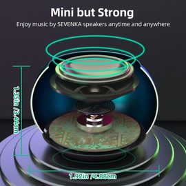 SEVENKA 2 Bluetooth Mini Speakers, 3W Small Portable Wireless Speaker with Lanyard, Water Resistant, Wireless Stereo Pairing, Rechargeable Metal Mini Speakers for Phone, Tablet, Built-in Microphone