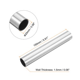 QUARKZMAN 304 Stainless Steel Pipe AD 25 mm x 1.5 mm Wall Thickness 150 mm Length Capillary Metal Pipe for Industrial Machinery