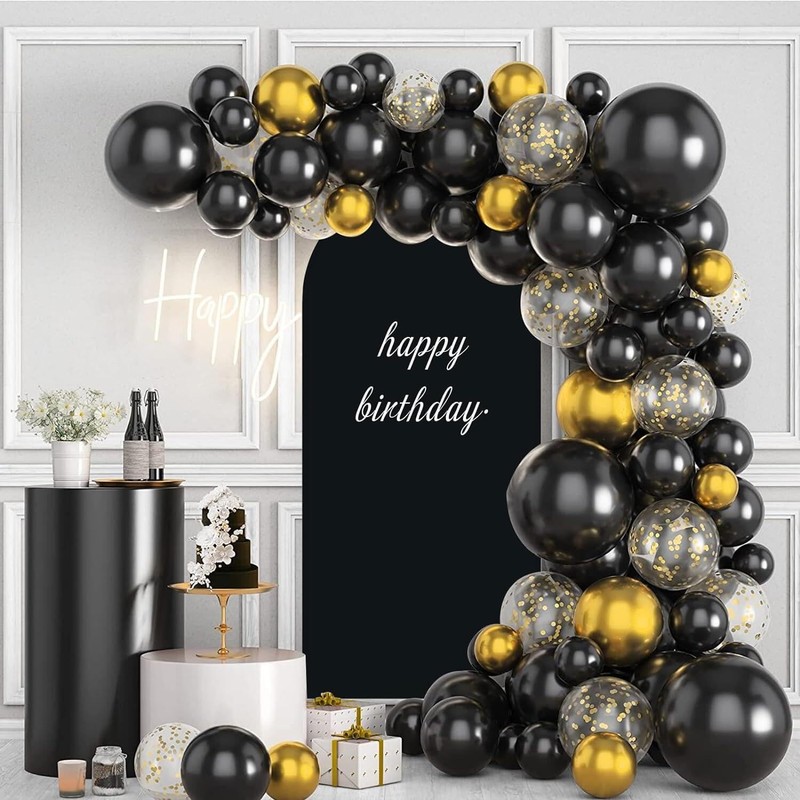 AIBIIN 3.3x7ft Solid Black Arch Shape Backdrop Stand for Wedding