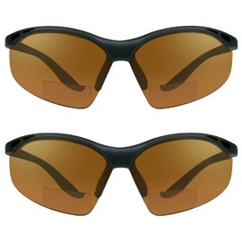 proSPORT Bifocal Safety Glasses Reader Blue Light Blocking Amber HD Lens Z87 +2.00 Wrap-Around