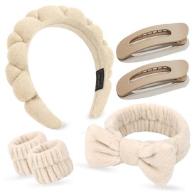 WHAVEL 6PCS Spa Headbands for Women Wrist Bands for Washing Face Skincare Face Wash Headband Cute Preppy Stuff Makeup Hair Band Spa Accessories Skin Care Tools