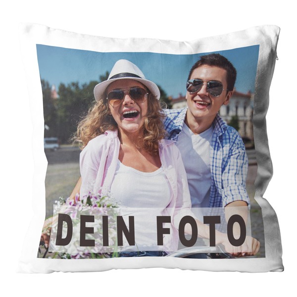 WarmherzIch Cushion with Photo Printed and Personalised 100% Cotton with Filling - Photo Cushion: A Wonderful Gift Idea Printed with Picture or Graphic