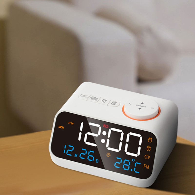 Alarm Clock Radio Multifunctional LED Music Timing Rechargeable FM Radio