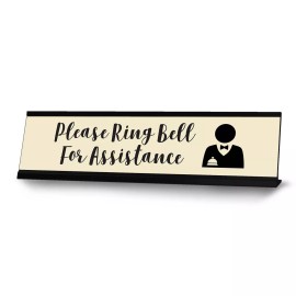 Signs ByLITA Please Ring Bell For Assistance, Standard Desk Sign (2 x 8")