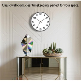 Mabpedo Modern Wall Clocks Battery Operated - 12 inch Silent Non Ticking Quartz Analog Clock with Large Easy Read Numbers, Tempered Glass Decorative Wall Clocks for Living Room Bedroom Kitchen Gym
