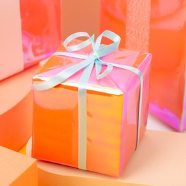 Homeral Iridescent Wrapping Paper Roll-46.8 sq.ft. Ombre Foil Orange for Christmas, Birthday, Wedding, Bridal Shower, Party-17inch x 32.8ft