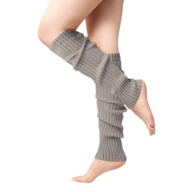 Clothirily Leg Warmers - Fashion Knit Neon Leg Warmers for Women 80s Sports Party Yoga Accessories, Grey