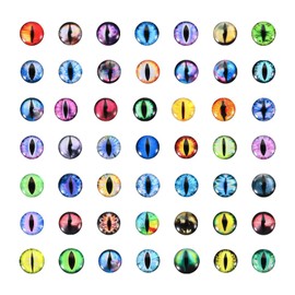 PATIKIL 6mm Dragon Eyes, 100 Pcs Round Glass Eyes Animals Crochet Eyes for Clay Doll Making Craft DIY Findings Jewelry Making, Multicolor