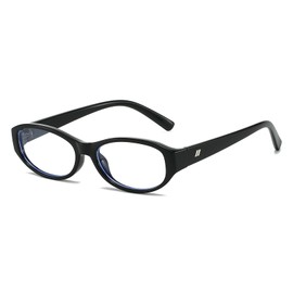 LJCZKA Oval Blue Light Blocking Glasses for Women Retro Small Oval Frame Glasses Y2K Clear Lens Computer Eyeglasses (Black)