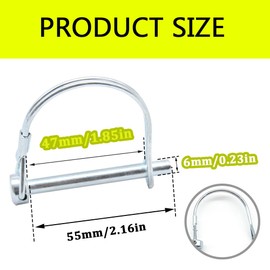 Ruidee 5 Pcs D-Shape 6x55mm Wire Lock Pin Heavy Duty Trailer Lock Hitch Pto Pin Silver