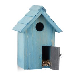 Relaxdays Nesting Box, Bird House, Wooden Door, Small Hole, Songbirds, HBT: 24.3 x 17 x 12 cm, assorted colours