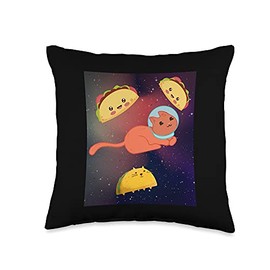 Astronaut Space Cat Taco Themed Gift Kitten Pet Animal Throw Pillow