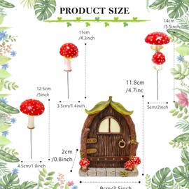 ChilArt Mushroom Fairy Door for Tree, Miniature Fairy Garden House Decor Accessories, Glow in The Dark Yard Art Outdoor Statues Fairy House Kit for Gnome, Outdoor Yard, Stump, Lawn
