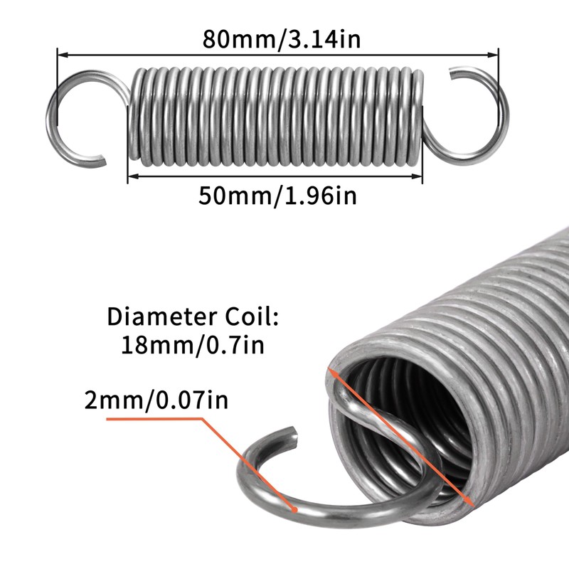 GUNGY Tension Springs with Hooks Stainless Steel Tension Spring 80