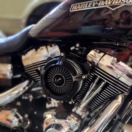 For harley davidson Sportster Air Cleaner filter street road glide M8 softail dyna 103 107 air intake Road King touring (OPS Black - Gray -Black spike, Model C : Softail 16-17,Touring 08-16)