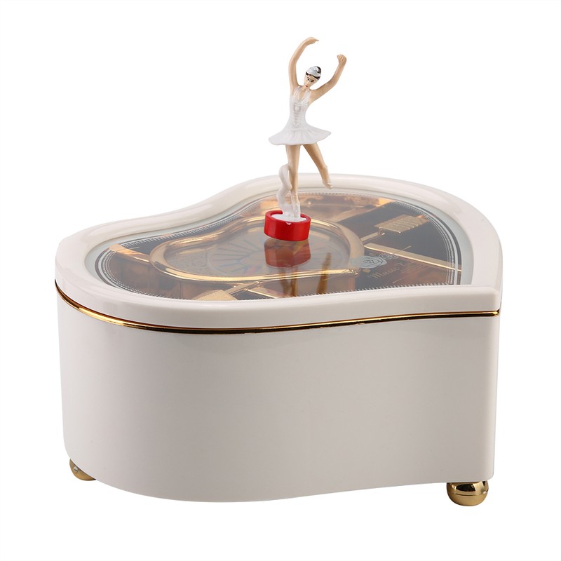Heart shaped Dance Ballet Music Box Jewelry Spinning Music Box