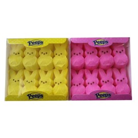 Marshmallow Peeps Pink and Yellow Easter Bunnies 8 ct (Pack of 2)